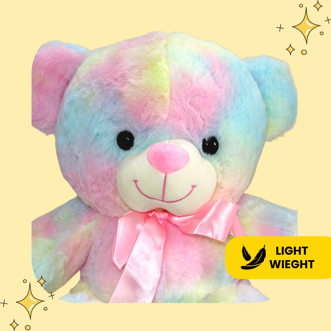 Teddy Bear Soft Toy - Cute, Tall stuffed, plushie - Perfect for Gift 12  Inches (Rainbow Color) - Miniwhale