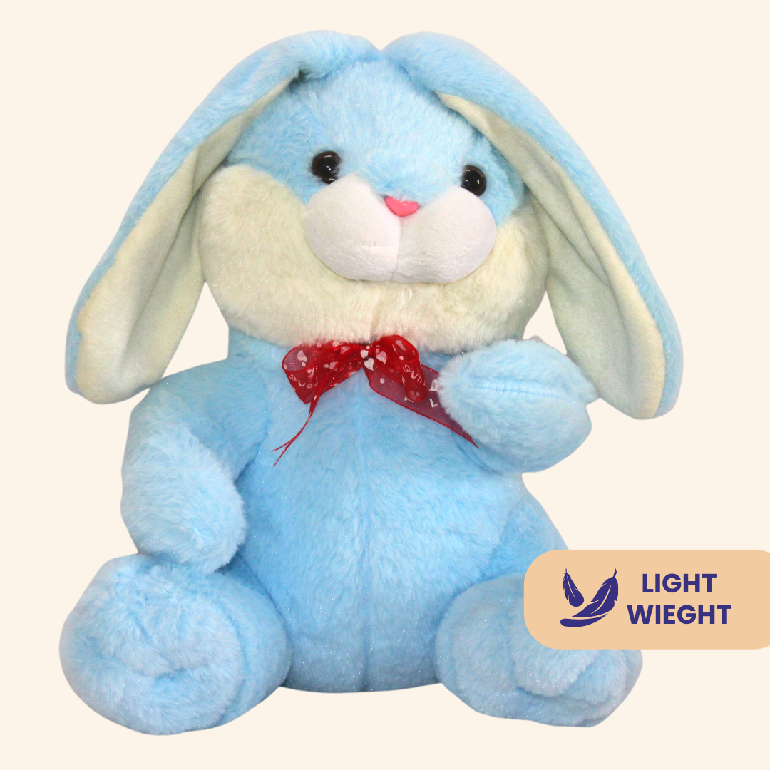 Big Cute Plush Bunny Teddy Bear Doll - The Perfect Stuffed Rabbit Soft Toy  13 Inches (Blue) - Miniwhale