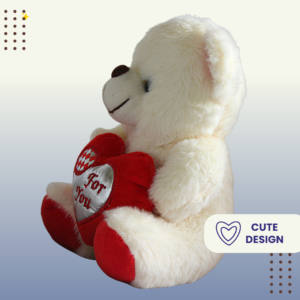 Small white teddy bear stuffed animal with a red heart, perfect for gifting