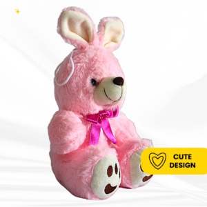 Fluffy pink bunny soft toy for playtime
