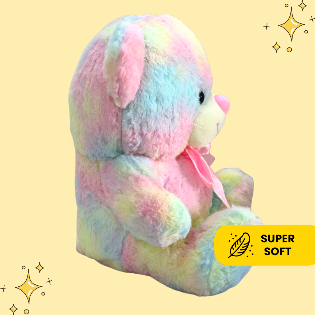 Teddy Bear Soft Toy - Cute, Tall stuffed, plushie - Perfect for Gift 12  Inches (Rainbow Color) - Miniwhale