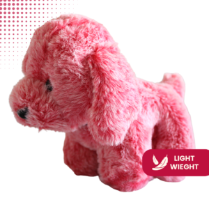 Handmade pink dog soft toy with button eyes, a unique gift