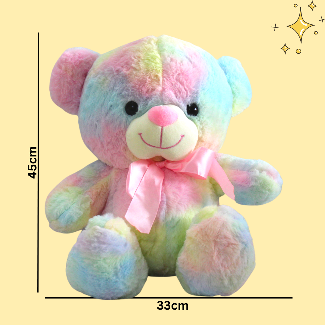 Teddy Bear Soft Toy Cute, Tall stuffed, plushie Perfect for Gift 12  Inches (Rainbow Color) Miniwhale