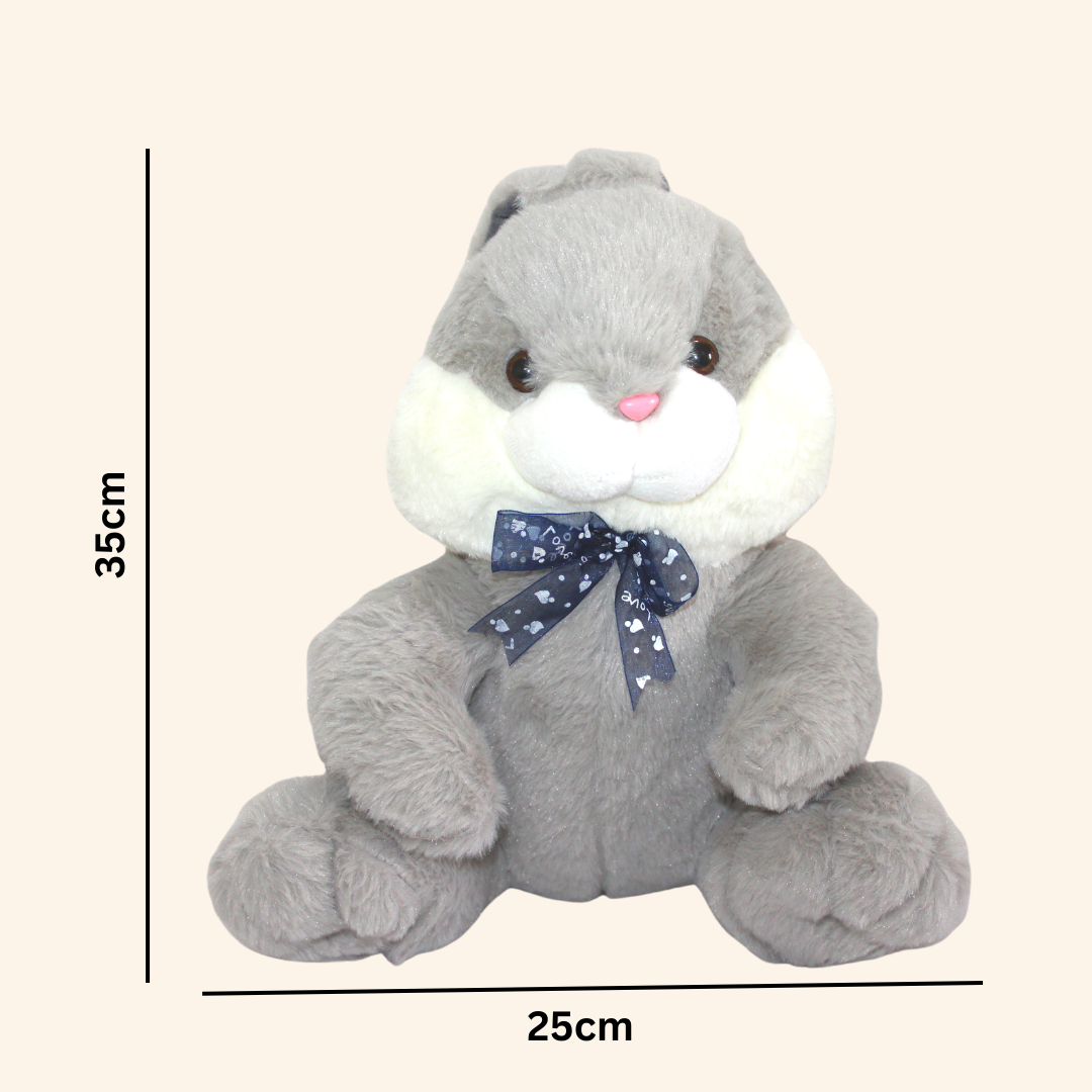 Big Cute Plush Bunny Teddy Bear Doll - The Perfect Stuffed Rabbit Soft Toy  12 Inches (Grey) - Miniwhale