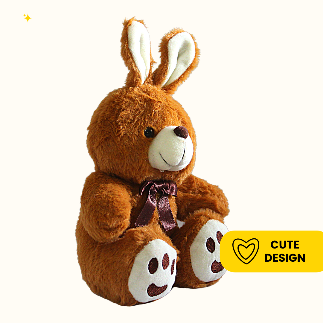 Sweet brown bunny stuffed animal with a heart-shaped nose