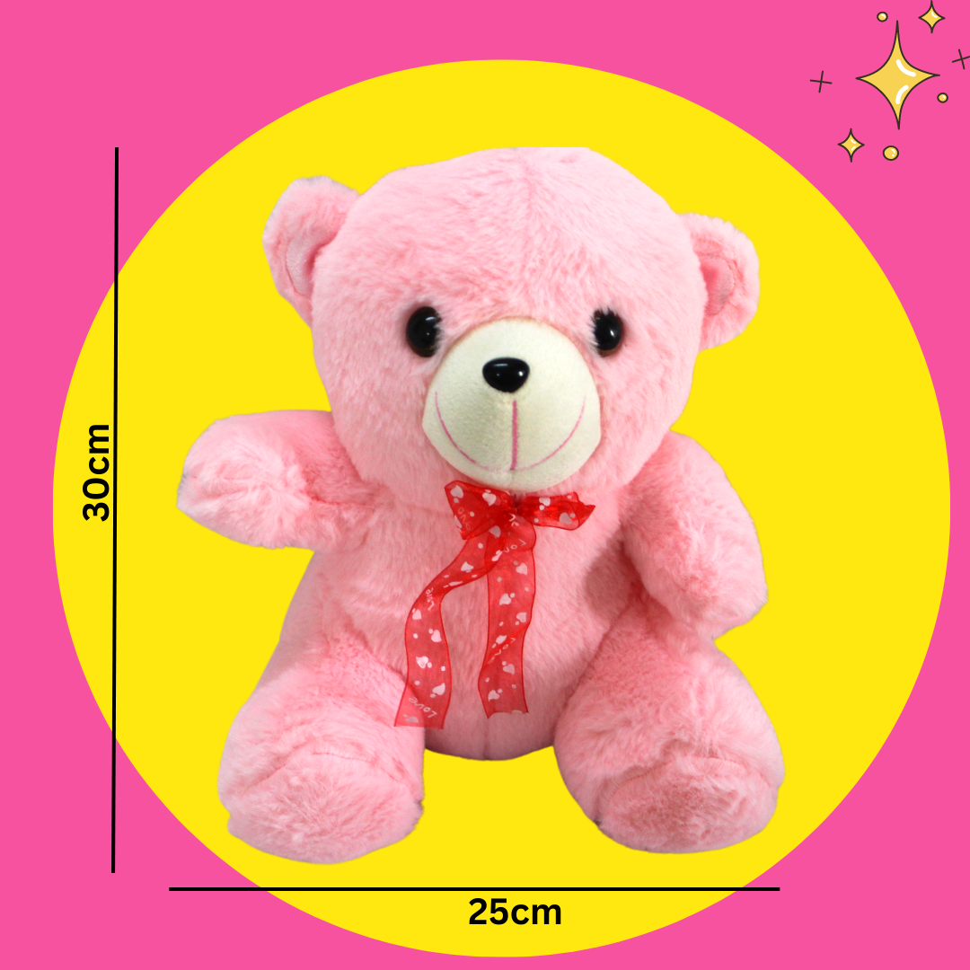 family of pink teddy bear stuffed toys in different sizes