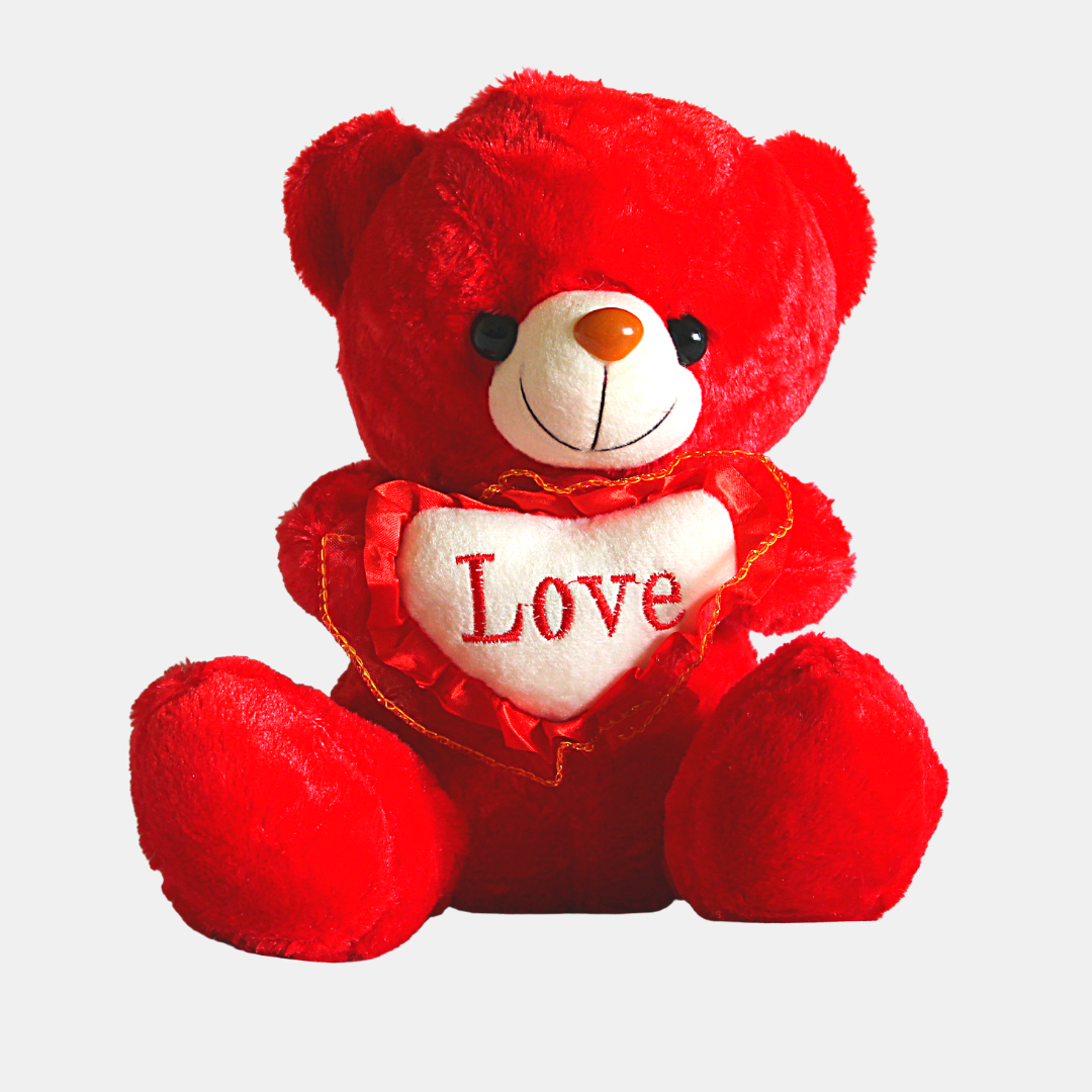 Red Teddy Bear with heart Soft Toy - 35 cm (RED)