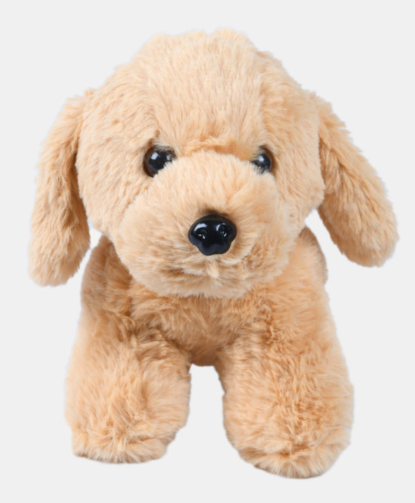 Soft and huggable light brown dog toy with realistic design