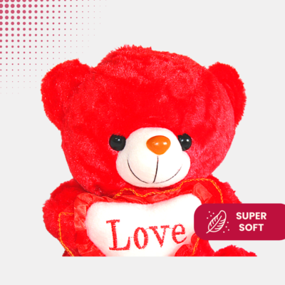 Share the love with our red teddy bear soft toy with heart.